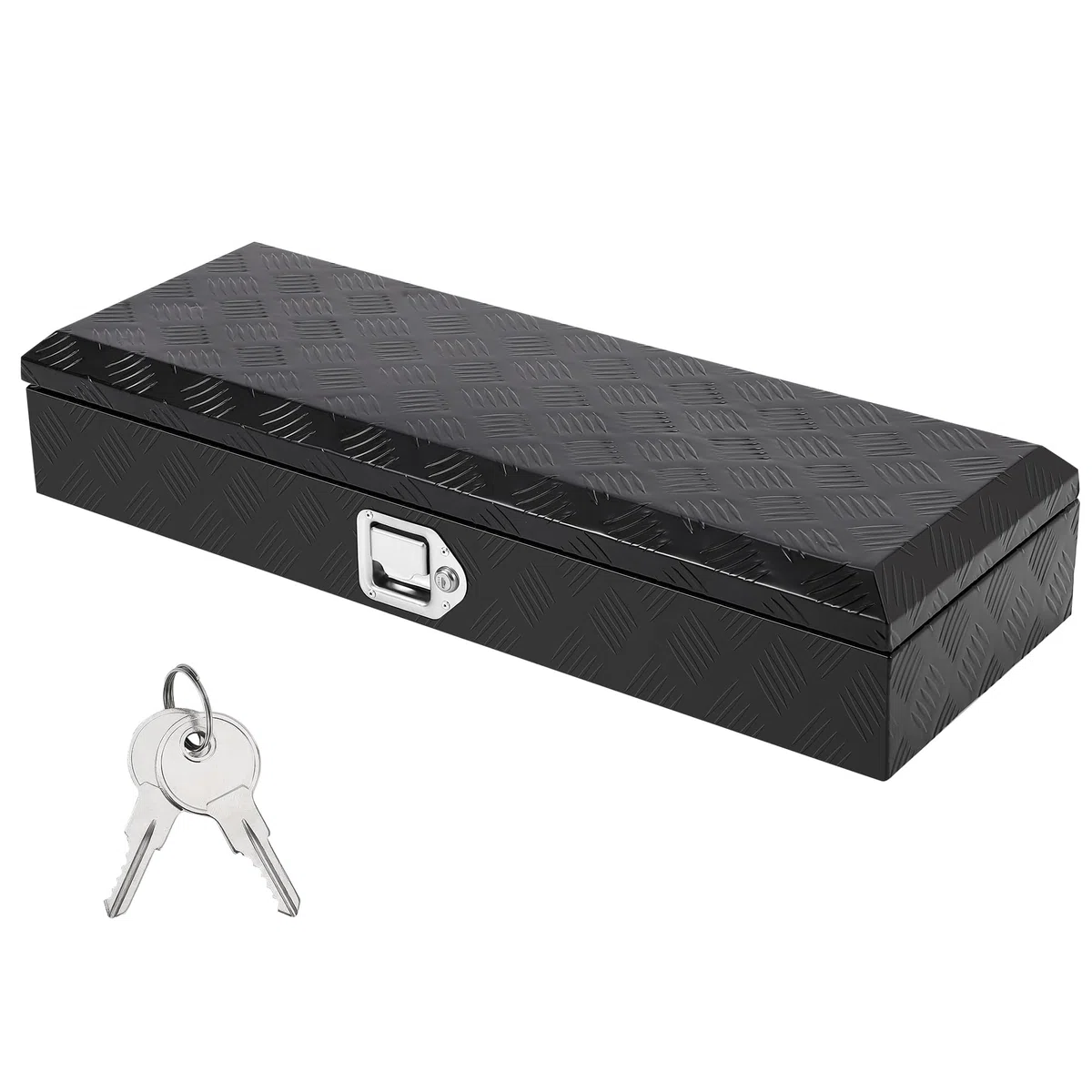 Alu-Werkzeugkasten Für LKW & Pick-Up – Robuster Werkzeugkasten (91 x 33 x 16,5 Cm) Mit Diamantplatte, Wetterfest & Schloss – Stauraum Für Werkzeuge, Zubehör (Schwarz)