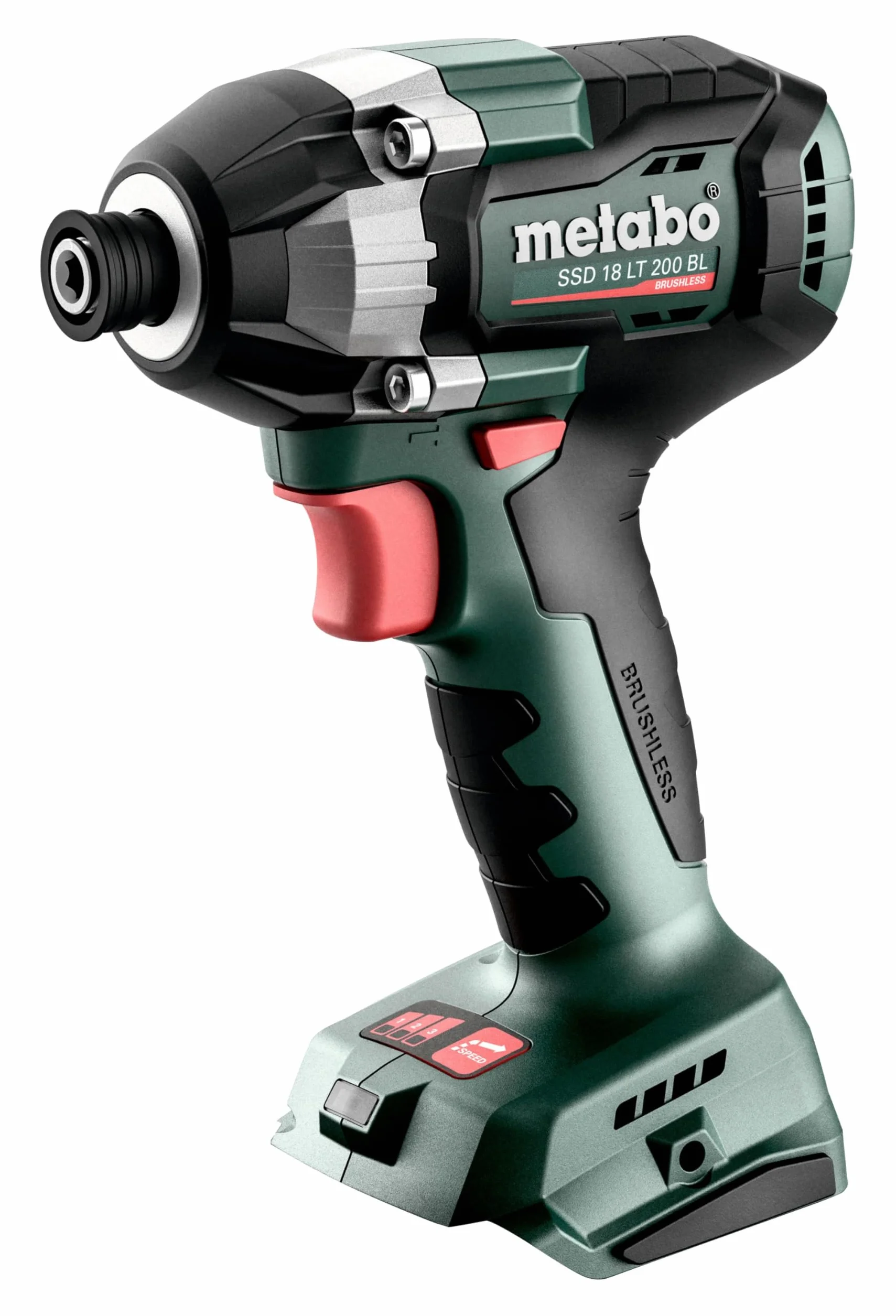 metabo Akku-Schlagschrauber SSD 18 LT 200 BL, 18V Brushless Schlagschrauber | Bürstenloser Schlagschrauber mit 200 Nm, 1/4 Zoll Sechskant, 3 Stufen, LED-Licht, ohne Akku und Ladegerät im Karton