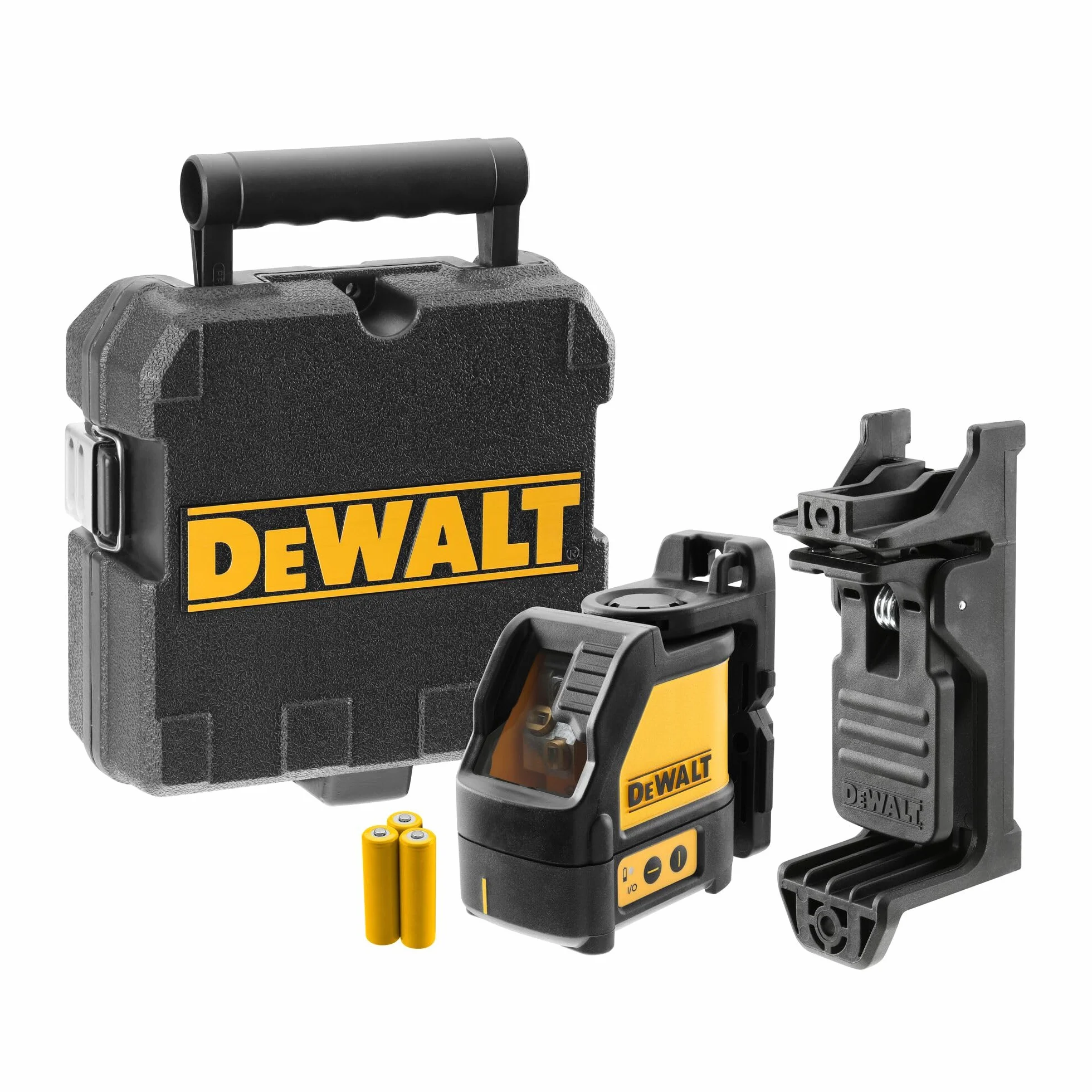 Dewalt Kreuzlinien Laser, rot DW088K (Batteriebetreiben 1 vertikaler und 1 horizontaler Strahl, selbstnivellierend, 2-Tasten Bedienung, Pulsmodus zum Einsatz von Empfängern, Sichtbarkeit bis 15 m)