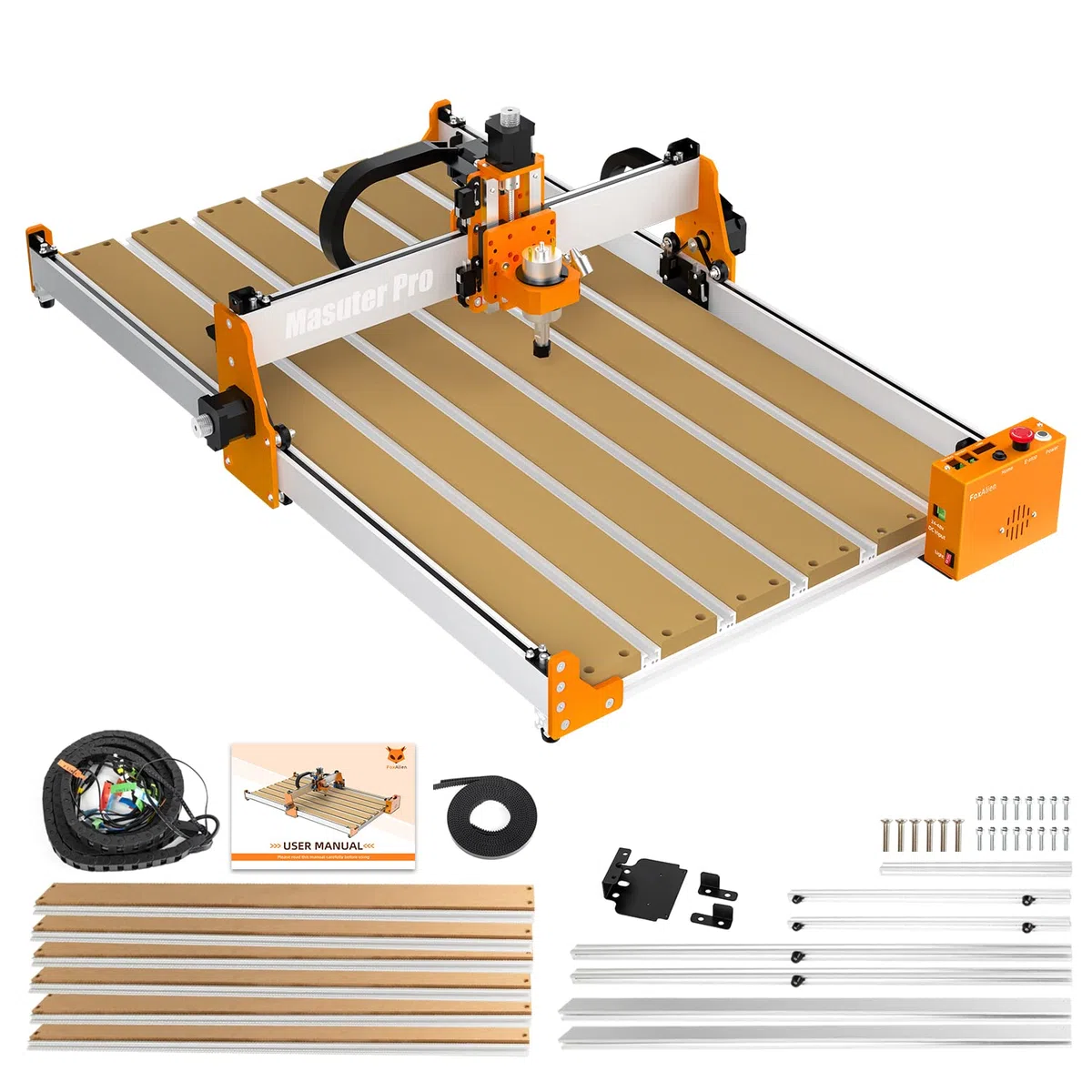 FoxAlien Mauter Pro 4080 Erweiterungsset mit verbesserter Hybrid-Spoilboard für Masuter Pro CNC-Fräsmaschine, Arbeitsbereich erweiterbar (40 cm x 80 cm, X-Y)
